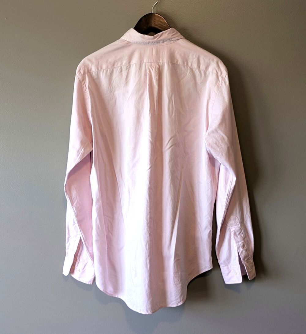 Vintage Ralph Lauren Mens 15 1/2 Medium Pink Cotton Button Down Shirt Pony - Picture 5 of 5